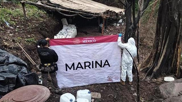 In a first, naval officers find huge cache of dynamite in cave-like meth lab run by Mexican drug cartel