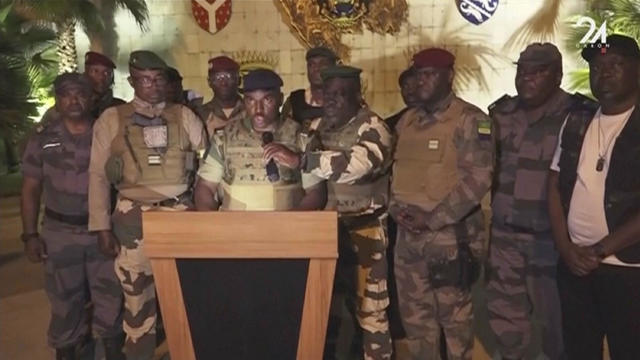 Gabon coup attempt sees military chiefs declare election results "cancelled" and "end to current regime"