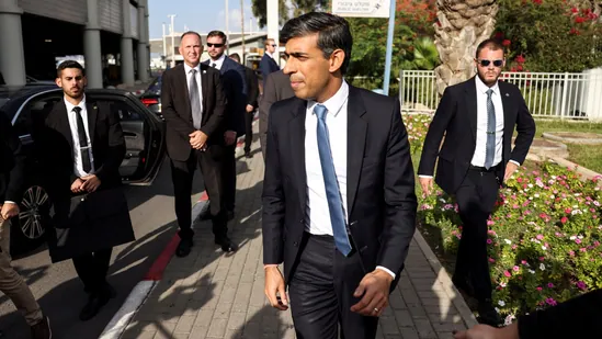 UK PM Rishi Sunak arrives in Israel, will warn against Gaza war escalation