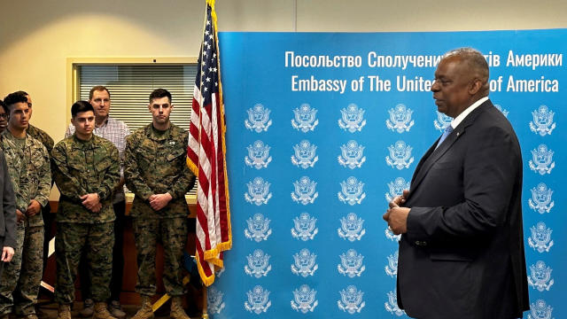 U.S. defense chief Lloyd Austin visits Ukraine to affirm support in war with Russia, "now and in the future"