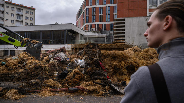 French farmers dump manure, rotting produce in central Toulouse in protest over agricultural policies