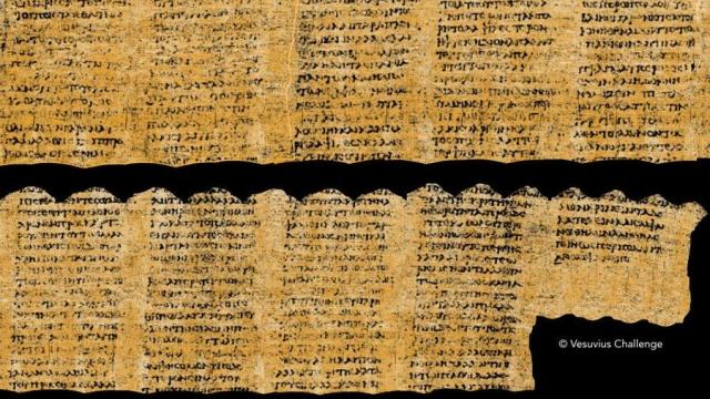 Words on mysterious scroll buried by Mount Vesuvius eruption deciphered for first time after 2,000 years