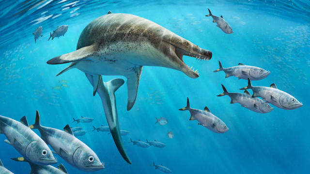 Dinosaur-era fossils of sea lizard with "a demon's face and teeth like knives" found in Morocco