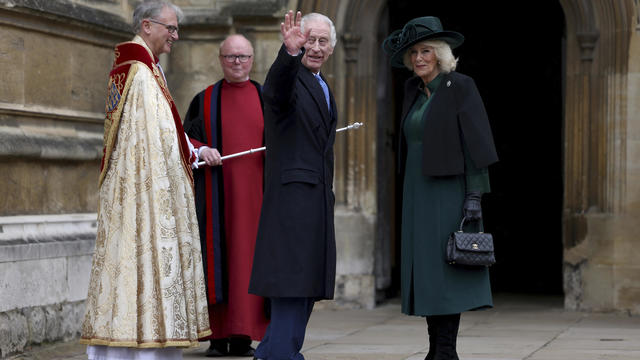 King Charles greets spectators at Easter service, in first major public outing since his cancer diagnosis