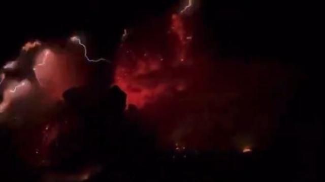 Dramatic video shows Indonesia's Mount Ruang volcano erupting as lightning fills clouds of hot gas and debris