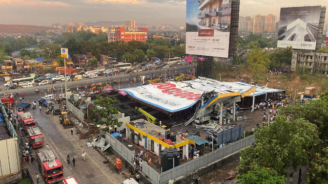 Huge billboard in Mumbai toppled by storm, killing more than a dozen people in India's financial capital