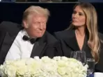 Melania Trump gives a deadpan reaction to Jim Gaffigan's 'kitty' joke while Trump awkwardly laughs